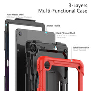 For Lenovo Tab M10 Plus 10.6 Gen 3rd Silicone Hybrid PC Tablet Case with Shoulder Strap(Red)