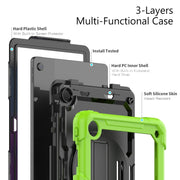 For Lenovo Tab M10 Plus 10.6 Gen 3rd Silicone Hybrid PC Tablet Case with Shoulder Strap(Yellow Green)