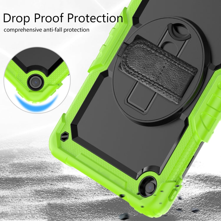 For Lenovo Tab M10 Plus 10.6 Gen 3rd Silicone Hybrid PC Tablet Case with Shoulder Strap(Yellow Green)