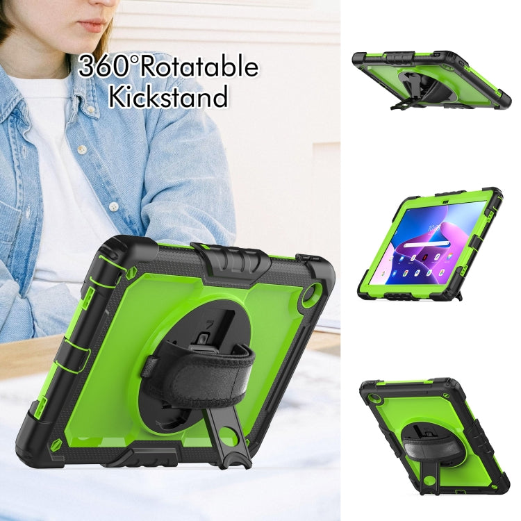 For Lenovo Tab M10 Plus 10.6 Gen 3rd Silicone Hybrid PC Tablet Case with Shoulder Strap(Yellow Green PC)