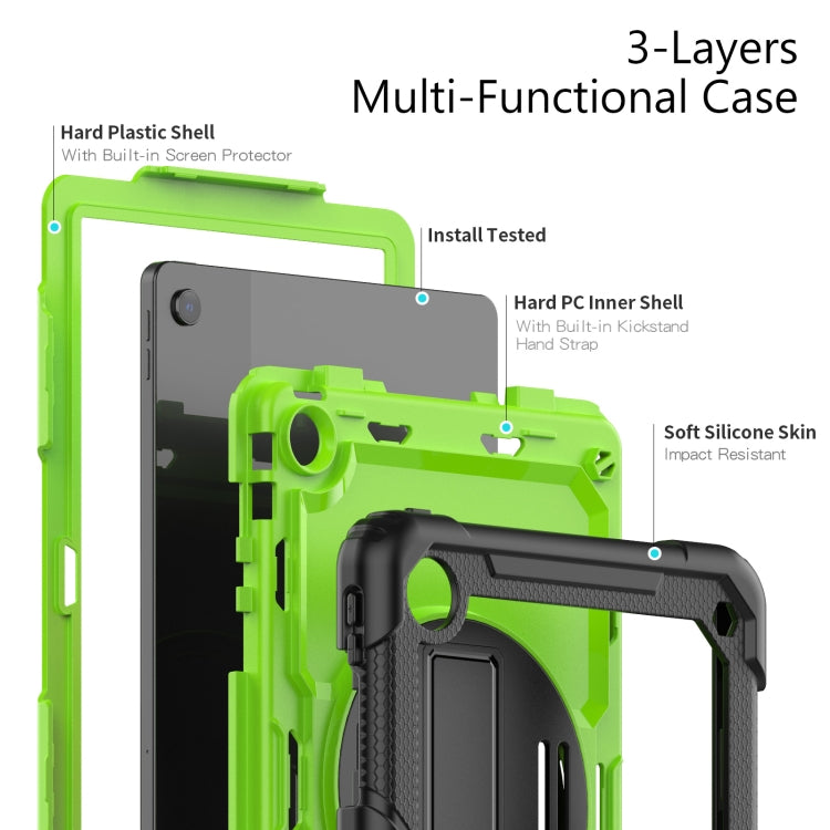 For Lenovo Tab M10 Plus 10.6 Gen 3rd Silicone Hybrid PC Tablet Case with Shoulder Strap(Yellow Green PC)