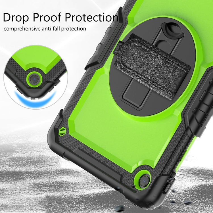 For Lenovo Tab M10 Plus 10.6 Gen 3rd Silicone Hybrid PC Tablet Case with Shoulder Strap(Yellow Green PC)