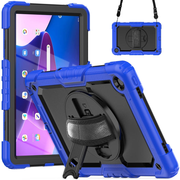 For Lenovo Tab M10 Plus 10.6 Gen 3rd Silicone Hybrid PC Tablet Case with Shoulder Strap(Blue)