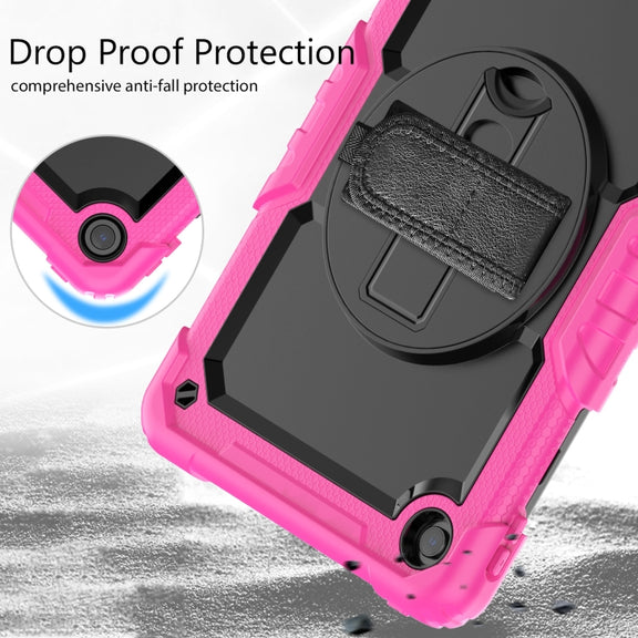 For Lenovo Tab M10 Plus 10.6 Gen 3rd Silicone Hybrid PC Tablet Case with Shoulder Strap(Rose Red)