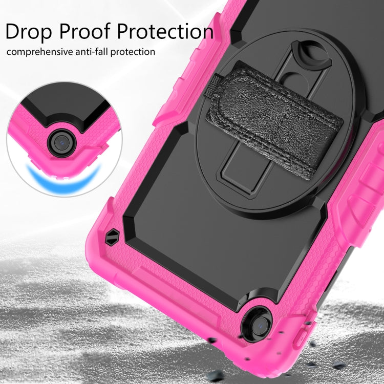 For Lenovo Tab M10 Plus 10.6 Gen 3rd Silicone Hybrid PC Tablet Case with Shoulder Strap(Rose Red)