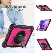 For Lenovo Tab M10 Plus 10.6 Gen 3rd Silicone Hybrid PC Tablet Case with Shoulder Strap(Rose Red PC)