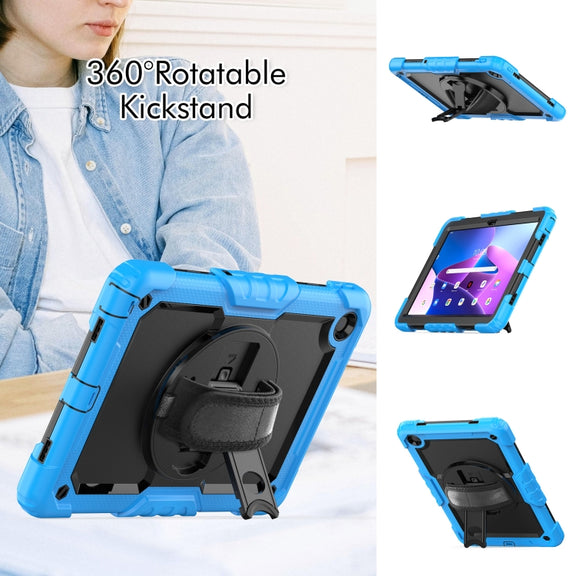 For Lenovo Tab M10 Plus 10.6 Gen 3rd Silicone Hybrid PC Tablet Case with Shoulder Strap(Light Blue)