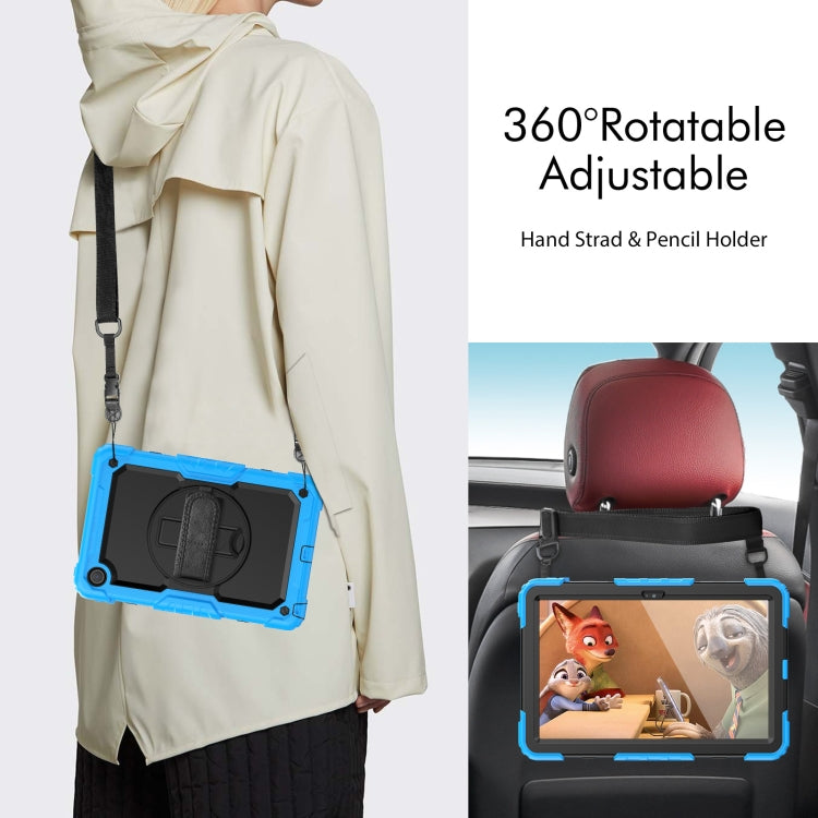 For Lenovo Tab M10 Plus 10.6 Gen 3rd Silicone Hybrid PC Tablet Case with Shoulder Strap(Light Blue)
