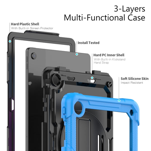 For Lenovo Tab M10 Plus 10.6 Gen 3rd Silicone Hybrid PC Tablet Case with Shoulder Strap(Light Blue)