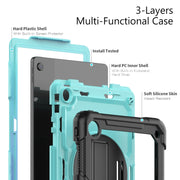 For Lenovo Tab M10 Plus 10.6 Gen 3rd Silicone Hybrid PC Tablet Case with Shoulder Strap(Light Blue PC)