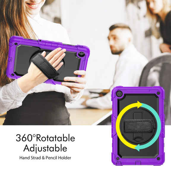 For Lenovo Tab M10 Plus 10.6 Gen 3rd Silicone Hybrid PC Tablet Case with Shoulder Strap(Purple)