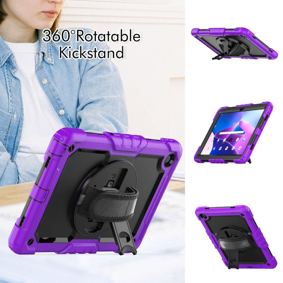 For Lenovo Tab M10 Plus 10.6 Gen 3rd Silicone Hybrid PC Tablet Case with Shoulder Strap(Purple)