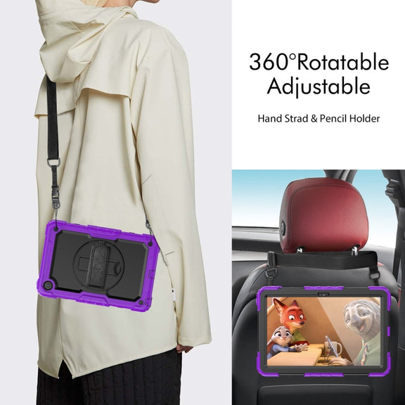 For Lenovo Tab M10 Plus 10.6 Gen 3rd Silicone Hybrid PC Tablet Case with Shoulder Strap(Purple)