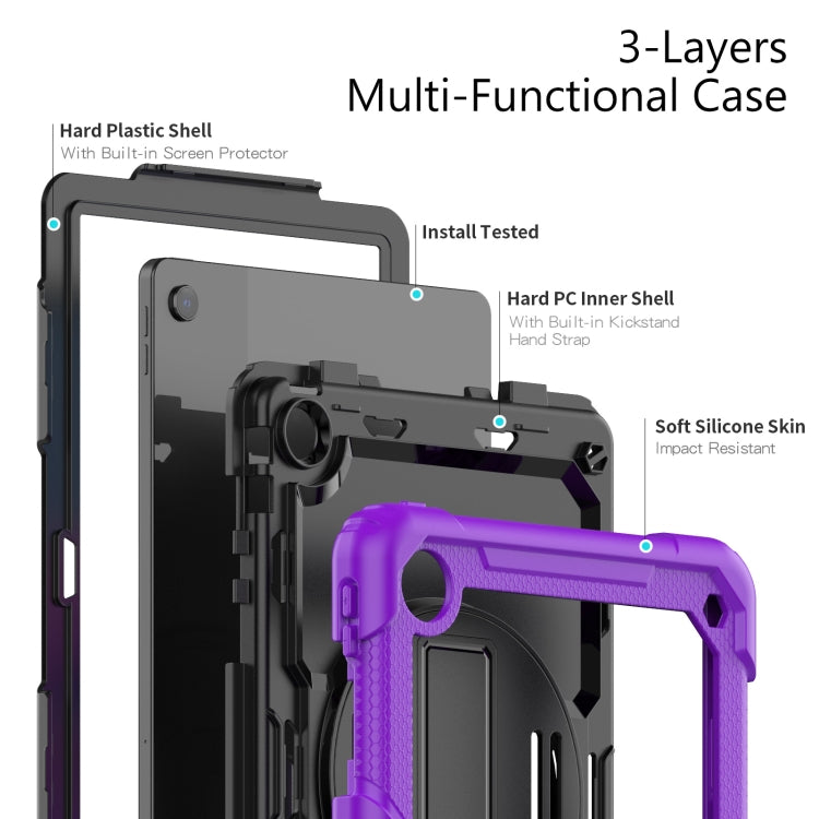 For Lenovo Tab M10 Plus 10.6 Gen 3rd Silicone Hybrid PC Tablet Case with Shoulder Strap(Purple)