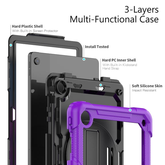 For Lenovo Tab M10 Plus 10.6 Gen 3rd Silicone Hybrid PC Tablet Case with Shoulder Strap(Purple)