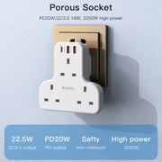 Yesido MC-15 PD+QC 3.0 3250W Home High Power Fast Charging Socket, Plug Type:UK Plug(White)
