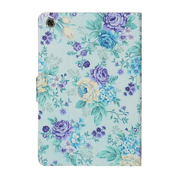 For Lenovo Tab M10 Plus Flower Pattern Horizontal Flip Leather Case with Card Slots & Holder(Purple Flower)