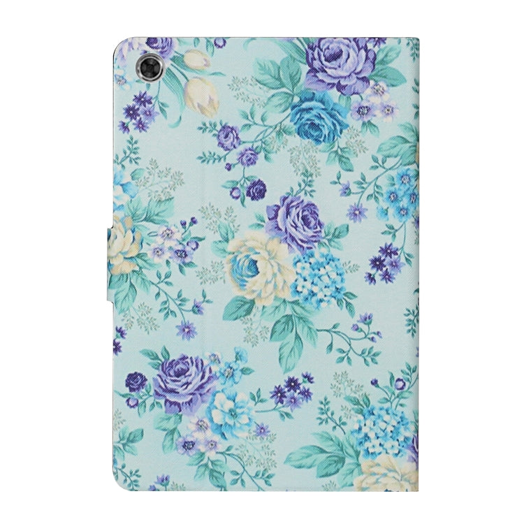 For Lenovo Tab M10 Plus Flower Pattern Horizontal Flip Leather Case with Card Slots & Holder(Purple Flower)