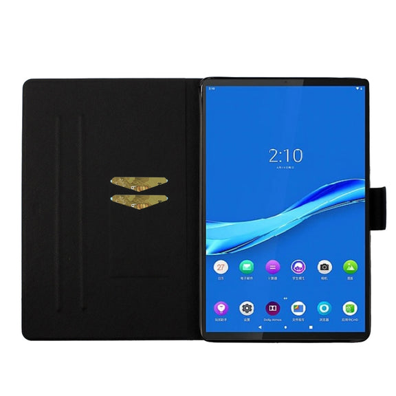 For Lenovo Tab M10 Plus Flower Pattern Horizontal Flip Leather Case with Card Slots & Holder(Purple Flower)