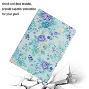 For Lenovo Tab M10 Plus Flower Pattern Horizontal Flip Leather Case with Card Slots & Holder(Purple Flower)