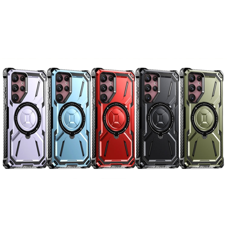 For Samsung Galaxy S23 Ultra 5G Armor Series Holder Phone Case with Back Clip(Red)
