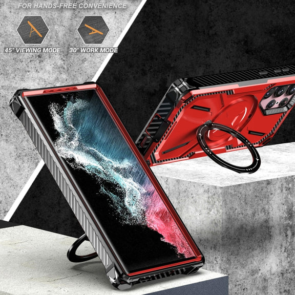 For Samsung Galaxy S23 Ultra 5G Armor Series Holder Phone Case with Back Clip(Red)