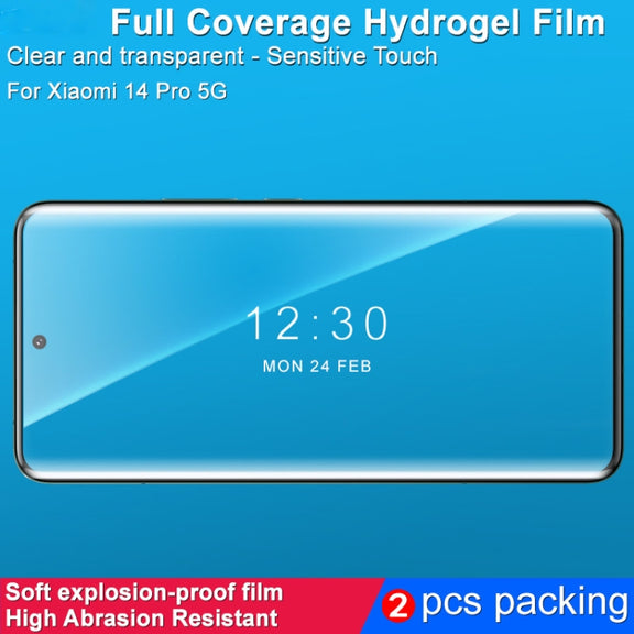 For Xiaomi 14 Pro 5G 2pcs imak Curved Full Screen Hydrogel Film Protector