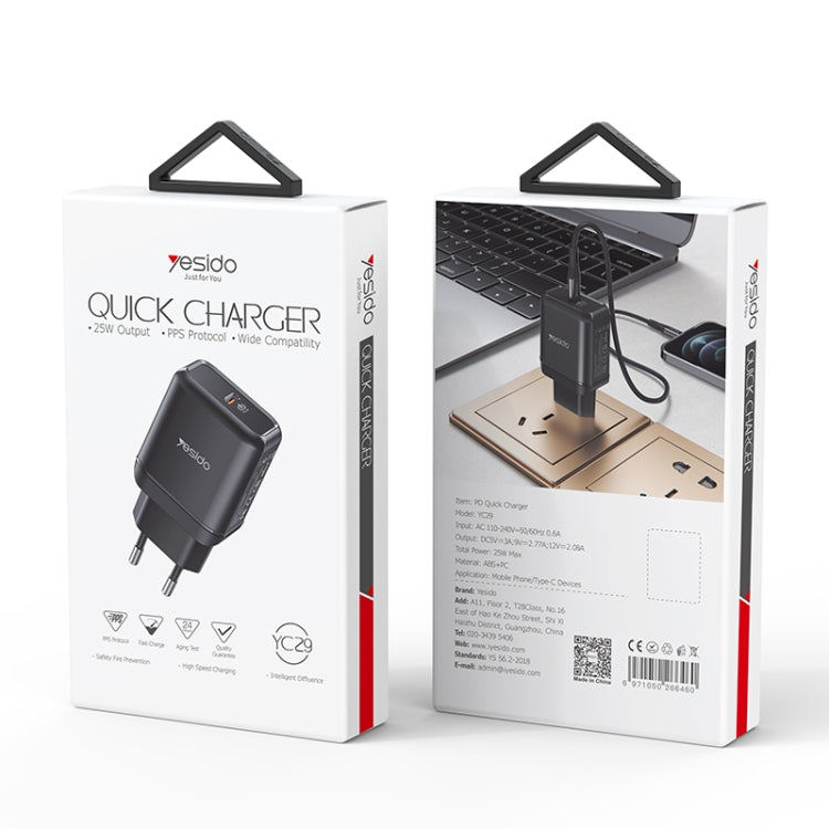 Yesido YC-29 PD 25W Type-C Port Fast Charger(EU Plug)