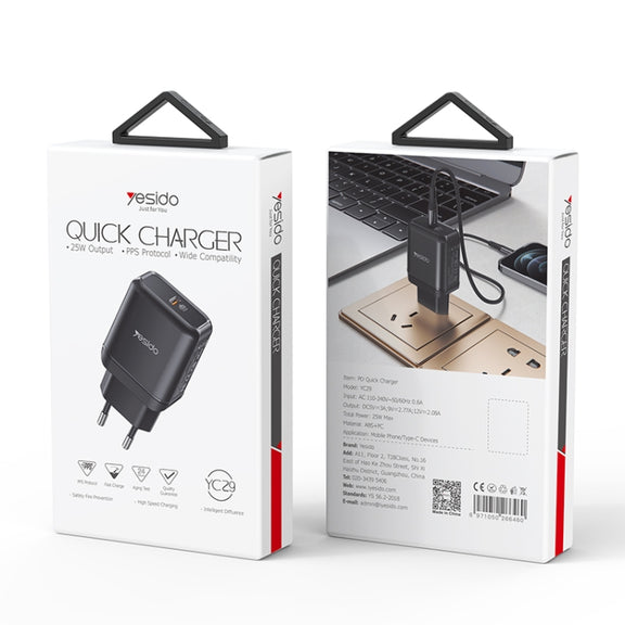 Yesido YC-29 PD 25W Type-C Port Fast Charger(EU Plug)