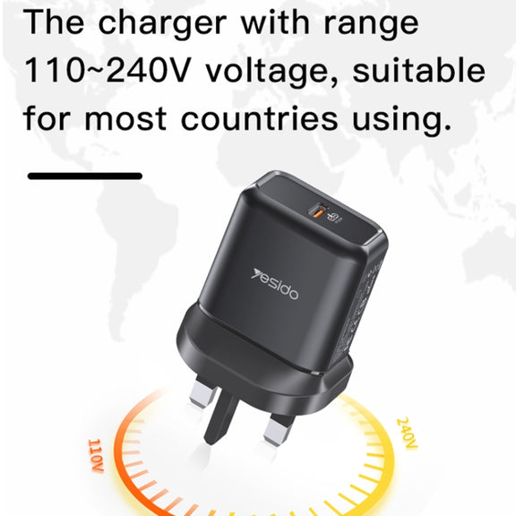 Yesido YC-29 PD 25W Type-C Port Fast Charger(UK Plug)