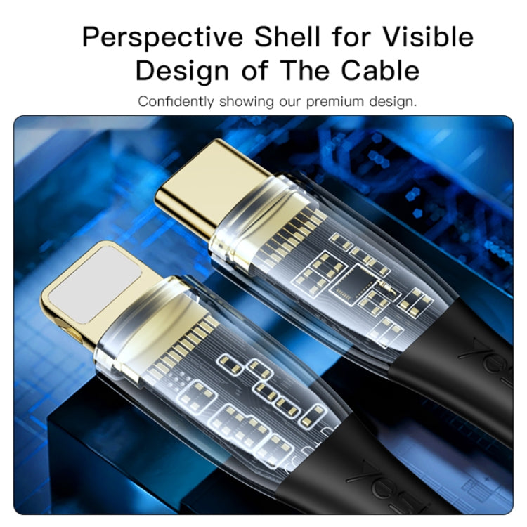 YESIDO CA101 PD 20W USB-C / Type-C to 8 Pin Braided Charging Data Cable, Length:1.2m(Black)