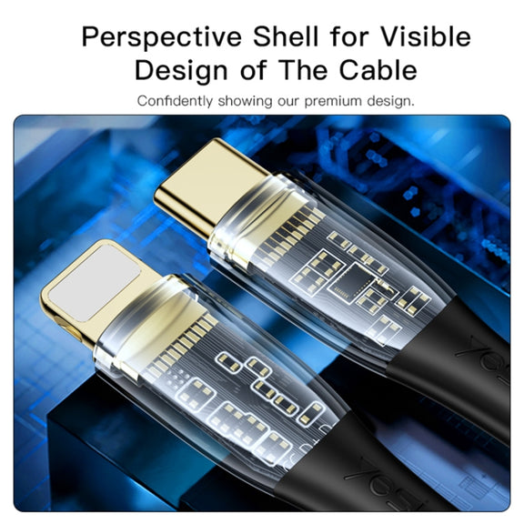 YESIDO CA101 PD 20W USB-C / Type-C to 8 Pin Braided Charging Data Cable, Length:1.2m(Black)