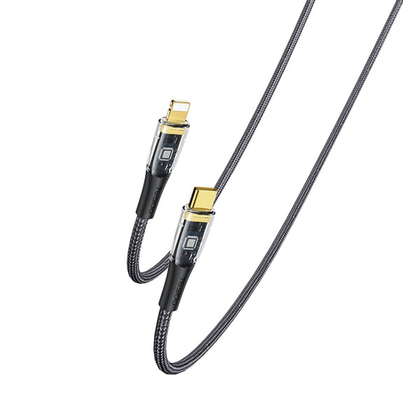 YESIDO CA102 PD 20W USB-C / Type-C to 8 Pin Braided Charging Data Cable, Length:2m(Black)
