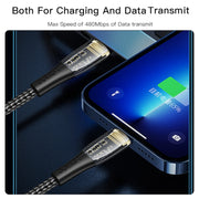 YESIDO CA102 PD 20W USB-C / Type-C to 8 Pin Braided Charging Data Cable, Length:2m(Black)