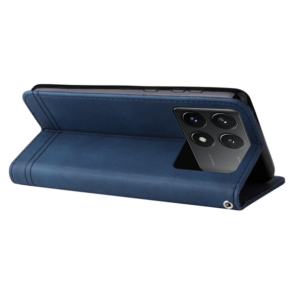 For Xiaomi Redmi K70 / K70 Pro Skin Feel Life Tree Metal Button Leather Phone Case(Blue)