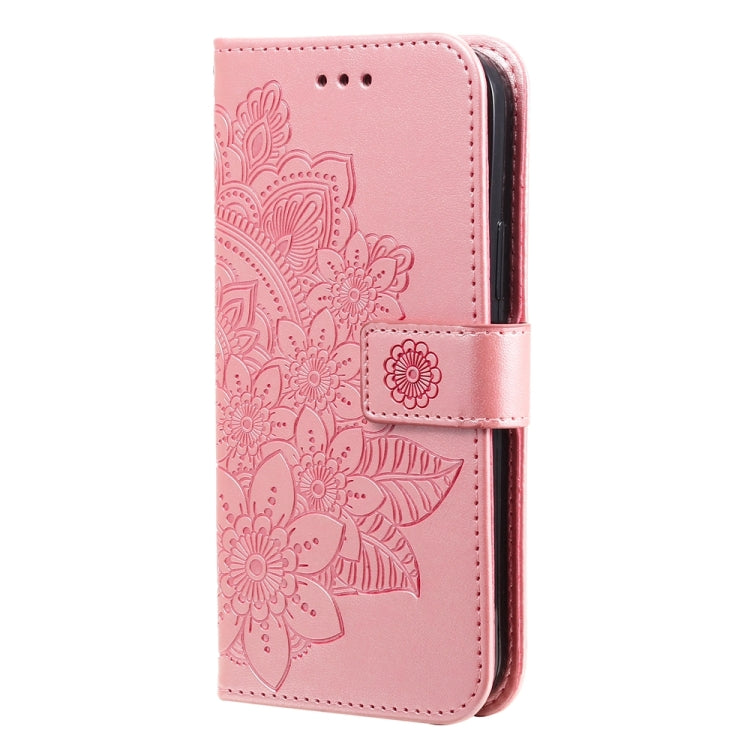 For Xiaomi 14 Pro 7-petal Flowers Embossing Leather Phone Case(Rose Gold)