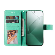 For Xiaomi 14 7-petal Flowers Embossing Leather Phone Case(Green)