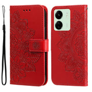 For Xiaomi Redmi 13C 4G 7-petal Flowers Embossing Leather Phone Case(Red)