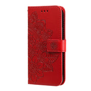 For Xiaomi Redmi 13C 4G 7-petal Flowers Embossing Leather Phone Case(Red)