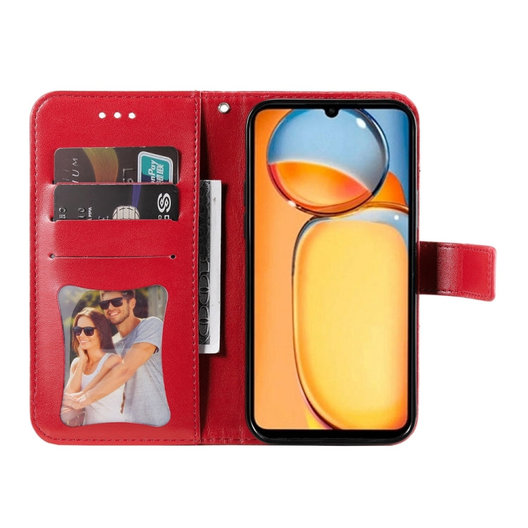 For Xiaomi Redmi 13C 4G 7-petal Flowers Embossing Leather Phone Case(Red)