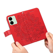 For Xiaomi Redmi 13C 4G 7-petal Flowers Embossing Leather Phone Case(Red)