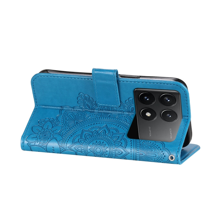 For Xiaomi Redmi K70 / K70 Pro 7-petal Flowers Embossing Leather Phone Case(Blue)