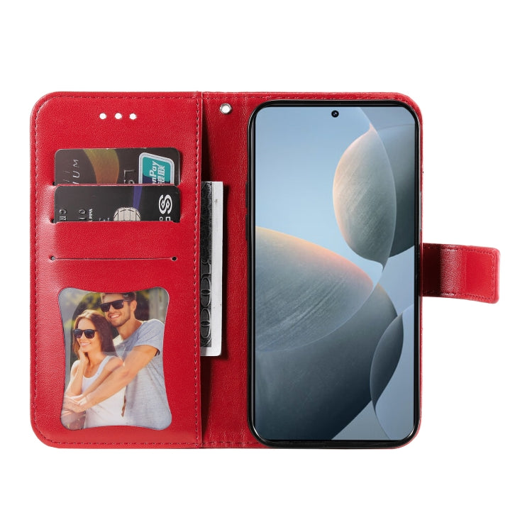 For Xiaomi Redmi K70 / K70 Pro 7-petal Flowers Embossing Leather Phone Case(Red)