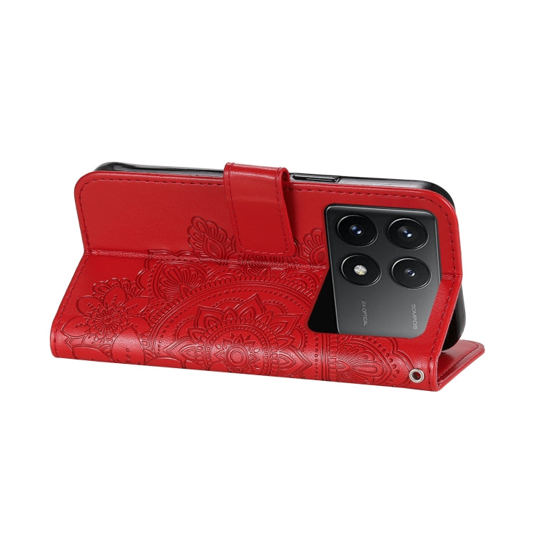 For Xiaomi Redmi K70 / K70 Pro 7-petal Flowers Embossing Leather Phone Case(Red)