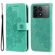 For Xiaomi Redmi K70E 7-petal Flowers Embossing Leather Phone Case(Green) - K70E Cases by PMC TechLife | Online Shopping South Africa | PMC TechLife | Buy Now Pay Later Mobicred