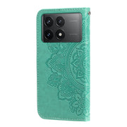 For Xiaomi Redmi K70E 7-petal Flowers Embossing Leather Phone Case(Green)