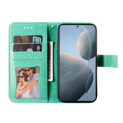 For Xiaomi Redmi K70E 7-petal Flowers Embossing Leather Phone Case(Green)