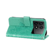 For Xiaomi Redmi K70E 7-petal Flowers Embossing Leather Phone Case(Green)