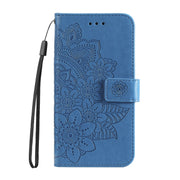 For Xiaomi Redmi Note13 Pro+ 5G Global 7-petal Flowers Embossing Leather Phone Case(Blue)