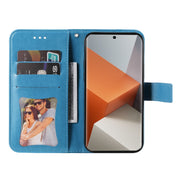 For Xiaomi Redmi Note13 Pro+ 5G Global 7-petal Flowers Embossing Leather Phone Case(Blue)